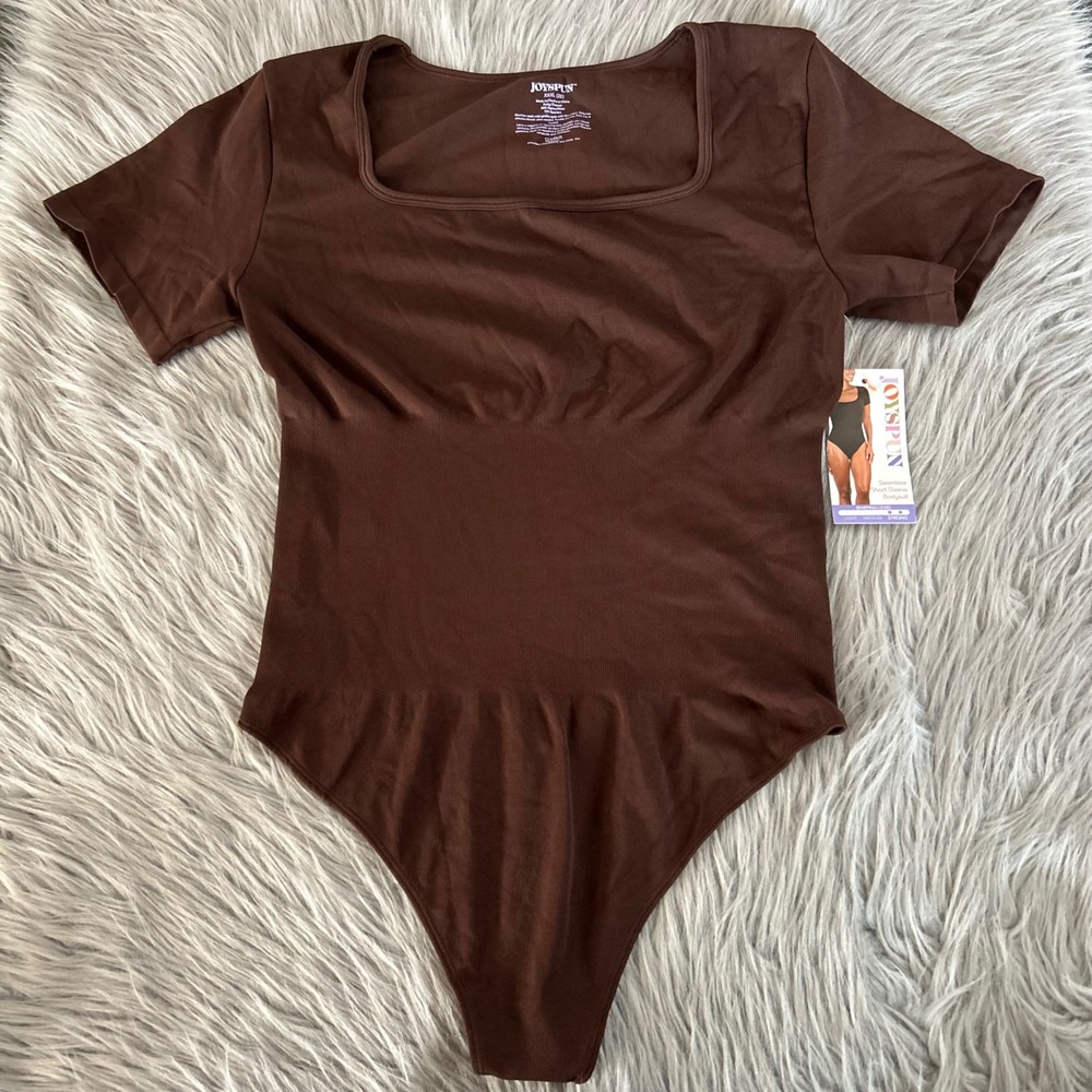 Joyspun Seamless Short Sleeve Thong Bodysuit Womens Size XXXL (22)‎ Brown